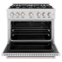 ZLINE 36 in. 5.2 cu. ft. Classic Gas Range with 6 Burner Cooktop and Convection Gas Oven in Satin Stainless Steel - CGRS-36