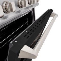 ZLINE 30 in. 4.2 cu. ft. Classic Gas Range with 4 Burner Cooktop and Convection Gas Oven in Satin Stainless Steel with Black Matte Door - CGRS-BLM-30
