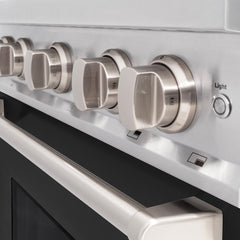 ZLINE 30 in. 4.2 cu. ft. Classic Gas Range with 4 Burner Cooktop and Convection Gas Oven in Satin Stainless Steel with Black Matte Door - CGRS-BLM-30