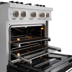 ZLINE 30 in. 4.2 cu. ft. Classic Gas Range with 4 Burner Cooktop and Convection Gas Oven in Satin Stainless Steel with Black Matte Door - CGRS-BLM-30
