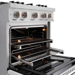 ZLINE 30 in. 4.2 cu. ft. Classic Gas Range with 4 Burner Cooktop and Convection Gas Oven in Satin Stainless Steel with White Matte Door - CGRS-WM-30