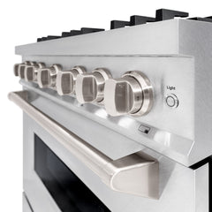 ZLINE 36 in. 5.2 cu. ft. Classic Gas Range with Convection Gas Oven in Satin Stainless Steel with 6 Brass Burners - CGRS-BR-36