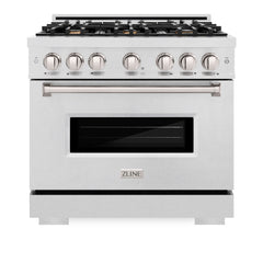 ZLINE 36 in. 5.2 cu. ft. Classic Gas Range with Convection Gas Oven in Satin Stainless Steel with 6 Brass Burners - CGRS-BR-36