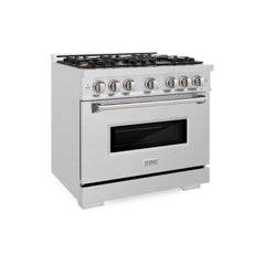 ZLINE 36 in. 5.2 cu. ft. Classic Gas Range with Convection Gas Oven in Satin Stainless Steel with 6 Brass Burners - CGRS