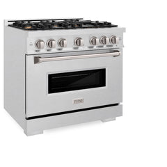 ZLINE 36 in. 5.2 cu. ft. Classic Gas Range with Convection Gas Oven in Satin Stainless Steel with 6 Brass Burners - CGRS-BR-36