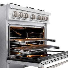 ZLINE 36 in. 5.2 cu. ft. Classic Gas Range with Convection Gas Oven in Satin Stainless Steel with 6 Brass Burners - CGRS-BR-36