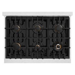 ZLINE 36 in. 5.2 cu. ft. Classic Gas Range with Convection Gas Oven in Satin Stainless Steel with 6 Brass Burners - CGRS-BR-36