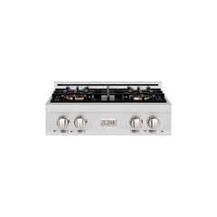 ZLINE 30 in. Classic Gas Rangetop with 4 Burner DuoPro™ Cooktop in Sat - Satin Stainless Steel
