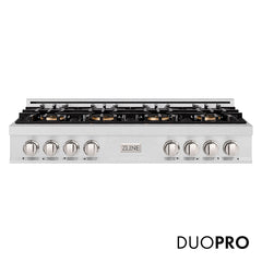 ZLINE 48 in. Classic Gas Rangetop with 8 Burner DuoPro™ Cooktop in Satin Stainless Steel - PCRTS-48