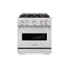 ZLINE 30 in. 4.2 cu. ft. Classic Dual Fuel Range with 4 Burner DuoPro™ Cooktop and Electric Convection Oven in Satin Stainless Steel - PCDRS-30