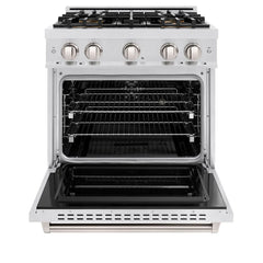 ZLINE 30 in. 4.2 cu. ft. Classic Dual Fuel Range with 4 Burner DuoPro™ Cooktop and Electric Convection Oven in Satin Stainless Steel - PCDRS-30