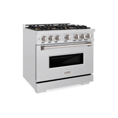 ZLINE 36 in. 5.2 cu. ft. Classic Dual Fuel Range with 6 Burner DuoPro™ Cooktop and Electric Convection Oven in Satin Stainless Steel - PCDRS-36