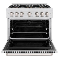 ZLINE 36 in. 5.2 cu. ft. Classic Dual Fuel Range with 6 Burner DuoPro™ Cooktop and Electric Convection Oven in Satin Stainless Steel - PCDRS-36