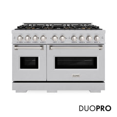 ZLINE 48 in. 6.7 cu. ft. Classic Dual Fuel Range with 8 Burner DuoPro™ Cooktop and Dual Ovens in Satin Stainless Steel -
