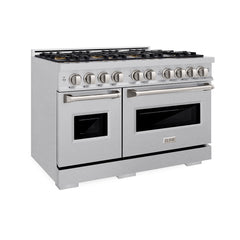 ZLINE 48 in. 6.7 cu. ft. Classic Dual Fuel Range with 8 Burner DuoPro™ Cooktop and Dual Ovens in Satin Stainless Steel - PCDRS-48