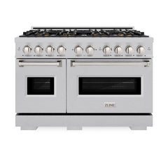 ZLINE 48 in. 6.7 cu. ft. Classic Dual Fuel Range with 8 Burner DuoPro™ Cooktop and Dual Ovens in Satin Stainless Steel - PCDRS-48