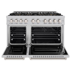 ZLINE 48 in. 6.7 cu. ft. Classic Dual Fuel Range with 8 Burner DuoPro™ Cooktop and Dual Ovens in Satin Stainless Steel - PCDRS-48