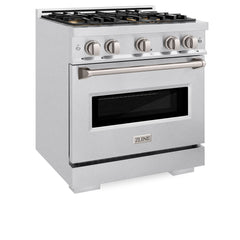 ZLINE 30 in. 4.2 cu. ft. Classic Gas Range with 4 Burner DuoPro™ Cooktop and Convection Gas Oven in Satin Stainless Steel - PCGRS-30