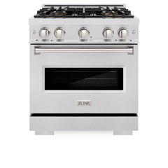 ZLINE 30 in. 4.2 cu. ft. Classic Gas Range with 4 Burner DuoPro™ Cooktop and Convection Gas Oven in Satin Stainless Steel - PCGRS-30