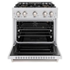 ZLINE 30 in. 4.2 cu. ft. Classic Gas Range with 4 Burner DuoPro™ Cooktop and Convection Gas Oven in Satin Stainless Steel - PCGRS-30