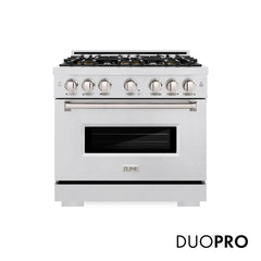 ZLINE 36 in. 5.2 cu. ft. Classic Gas Range with 6 Burner DuoPro™ Cooktop and Convection Gas Oven in Satin Stainless Stee