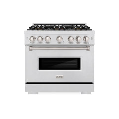 ZLINE 36 in. 5.2 cu. ft. Classic Gas Range with 6 Burner DuoPro™ Cooktop and Convection Gas Oven in Satin Stainless Steel - PCGRS-36