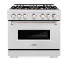 ZLINE 36 in. 5.2 cu. ft. Classic Gas Range with 6 Burner DuoPro™ Cooktop and Convection Gas Oven in Satin Stainless Steel - PCGRS-36