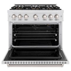 ZLINE 36 in. 5.2 cu. ft. Classic Gas Range with 6 Burner DuoPro™ Cooktop and Convection Gas Oven in Satin Stainless Steel - PCGRS-36