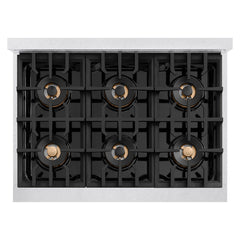 ZLINE 36 in. 5.2 cu. ft. Classic Gas Range with 6 Burner DuoPro™ Cooktop and Convection Gas Oven in Satin Stainless Steel - PCGRS-36