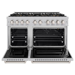 ZLINE 48 in. 6.7 cu. ft. Classic Gas Range with 8 Burner DuoPro™ Cooktop and Dual Ovens in Satin Stainless Steel - PCGRS-48