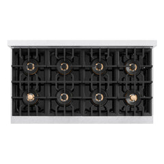 ZLINE 48 in. 6.7 cu. ft. Classic Gas Range with 8 Burner DuoPro™ Cooktop and Dual Ovens in Satin Stainless Steel with White Matte Doors - PCGRS-WM-48