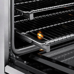 ZLINE Autograph Edition 36 in. 5.2 cu. ft. Classic Gas Range with 6 Burner DuoPro™ Cooktop and Convection Gas Oven in Satin Stainless Steel and Champagne Bronze Accents - PCGRSZ-36-CB - The Home Selection