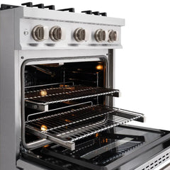 ZLINE 30 in. 4.2 cu. ft. Classic Dual Fuel Range with Gas Cooktop and Electric Convection Oven in Stainless Steel with 4 Brass Burners - CDR-BR-30