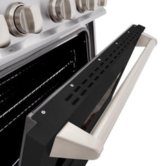 ZLINE 30 in. 4.2 cu. ft. Classic Dual Fuel Range with 4 Burner Gas Cooktop and Electric Convection Oven in Stainless Steel with Black Matte Door - CDR-BLM-30