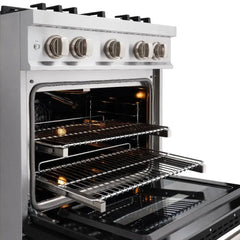 ZLINE 30 in. 4.2 cu. ft. Classic Gas Range with 4 Burner Cooktop and Convection Gas Oven in Stainless Steel with Black Matte Door - CGR-BLM-30 - The Home Selection