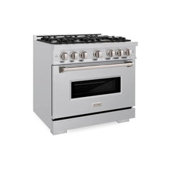 ZLINE 36 in. 5.2 cu. ft. Classic Dual Fuel Range with 6 Burner Gas Cooktop and Electric Convection Oven in Stainless Ste