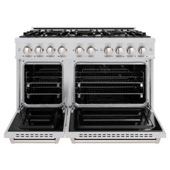 ZLINE 48 in. 6.7 cu. ft. Classic Double Oven Dual Fuel Range with 8 Burner Gas Cooktop in Stainless Steel - CDR48