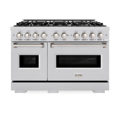 ZLINE 48 in. 6.7 cu. ft. Classic Double Oven Dual Fuel Range with 8 Burner Gas Cooktop in Stainless Steel - CDR48