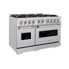 ZLINE 48 in. 6.7 cu. ft. Classic Double Oven Dual Fuel Range with 8 Burner Gas Cooktop in Stainless Steel - CDR48