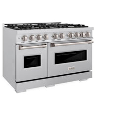 ZLINE 48 in. 6.7 cu. ft. Classic Double Oven Dual Fuel Range with 8 Burner Gas Cooktop in Stainless Steel - CDR48