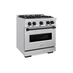 ZLINE Autograph Edition 30 in. 4.2 cu. ft. Classic Dual Fuel Range with 4 Burner Gas Cooktop and Electric Convection Oven in Stainless Steel with Matte Black Accents - CDRZ-30-MB - The Home Selection