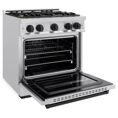 ZLINE Autograph Edition 30 in. 4.2 cu. ft. Classic Dual Fuel Range with 4 Burner Gas Cooktop and Electric Convection Oven in Stainless Steel with Matte Black Accents - CDRZ-30-MB - The Home Selection