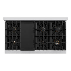 ZLINE Autograph Edition 48 in. 6.7 cu. ft. Classic Double Oven Dual Fuel Range with 8 Burner Gas Cooktop in Stainless Steel and Matte Black Accents - CDRZ-48-MB - The Home Selection