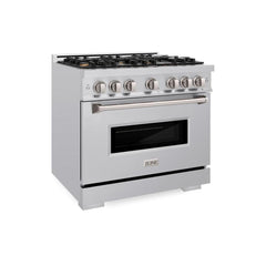ZLINE 36 in. 5.2 cu. ft. Classic Gas Range with Convection Gas Oven in Stainless Steel with 6 Brass Burners - CGR-BR-36
