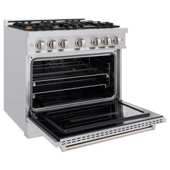 ZLINE 36 in. 5.2 cu. ft. Classic Gas Range with Convection Gas Oven in Stainless Steel with 6 Brass Burners - CGR-BR-36