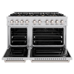 ZLINE 48 in. 6.7 cu. ft. Classic Double Oven Gas Range in Stainless Steel with 8 Brass Burners - CGR-BR-48
