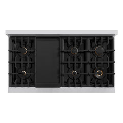 ZLINE 48 in. 6.7 cu. ft. Classic Double Oven Gas Range in Stainless Steel with 8 Brass Burners - CGR-BR-48