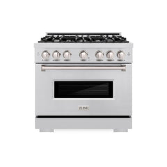 ZLINE 36 in. 5.2 cu. ft. Classic Dual Fuel Range with 6 Burner Gas Cooktop and Electric Convection Oven in Stainless Steel - CDR36