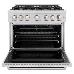 ZLINE 36 in. 5.2 cu. ft. Classic Dual Fuel Range with 6 Burner Gas Cooktop and Electric Convection Oven in Stainless Steel - CDR36