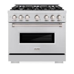 ZLINE 36 in. 5.2 cu. ft. Classic Dual Fuel Range with 6 Burner Gas Cooktop and Electric Convection Oven in Stainless Steel - CDR36
